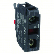 Schneider ZBE102 Contact Block 22 mm Size, Operator, 1NC, 10A @ 600V AC, Momentary, Black/Red