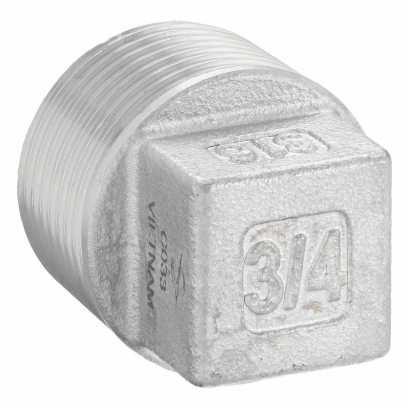 Approved Vendor 60SQ112N034 Plug, 3/4 in, NPT Threaded, Hex Drive Solid Plug, 316 Stainless Steel, 300 psi, Class 150