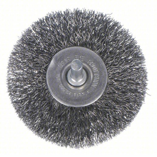 Weiler 93028 Wire Wheel Brush Crimped Steel, 3 in Dia x 1/2 in Wd, 1/4 in Shank, 0.014 in Fill