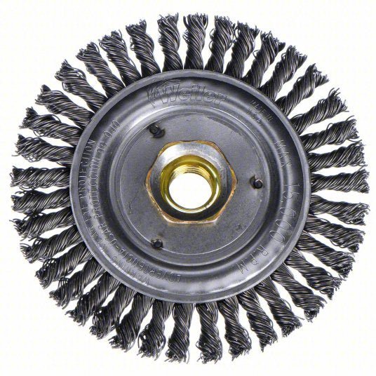 Weiler 94043 Wire Wheel Brush 4 1/2 in Brush Dia., 5/8"-11 Arbor Hole, 0.02 in Wire Dia., Carbon Steel