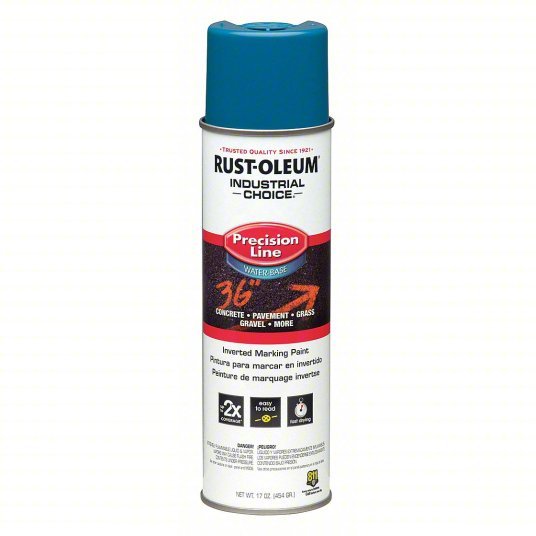 Rust-Oleum 203031 Precision Line Marking Paint Inverted Paint Dispensing, Caution Blue/APWA Blue, 17 oz