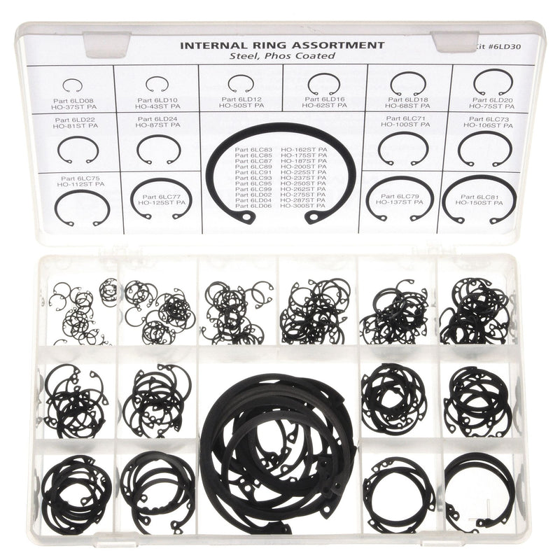 Rotor Clip RCI37300STPA Retaining Ring Assortment, 243 pcs, Housing Ring, Steel, Black Phosphate, 243 Pieces, 25 # of Sizes