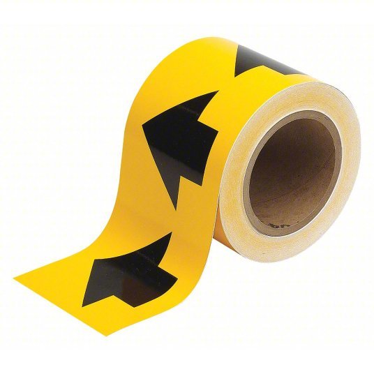 Brady 91287 Pipe Marking Tape Yellow, Black, 4 in Wd, 90 ft Roll Lg