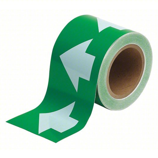 Brady 91290 Pipe Marking Tape Green, White, 4 in Wd, 90 ft Roll Lg