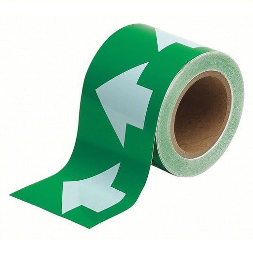 Brady 91290 Pipe Marking Tape Green, White, 4 in Wd, 90 ft Roll Lg