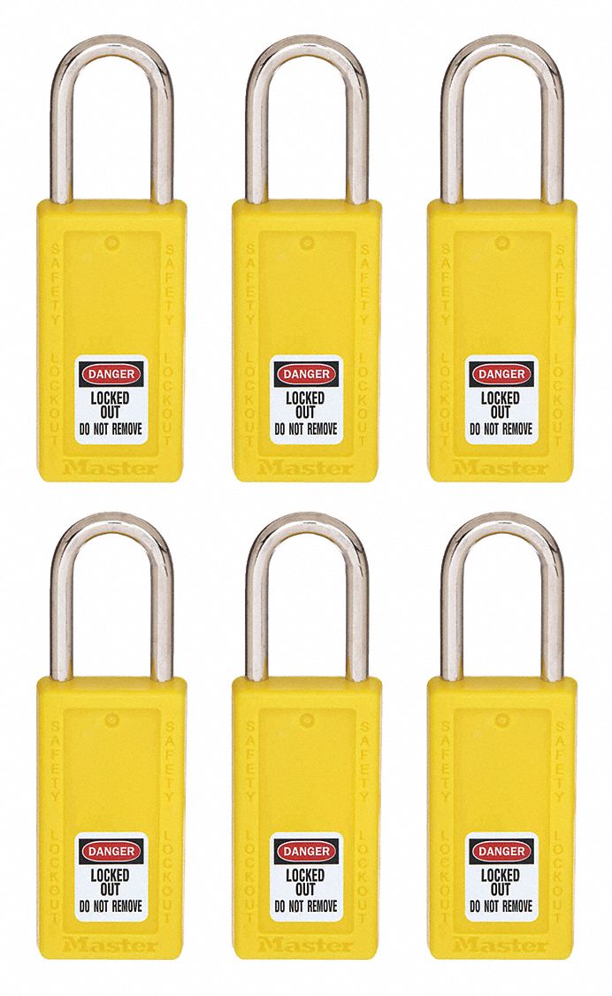 Master Lock S31KAS6YLW Yellow Thermoplastic Lockout Padlock 6 PK