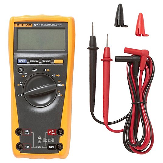 Fluke-177 Digital Multimeter TRMS, CAT III 1000V/CAT IV 600V, 1,000 V Max AC Volt Measurement