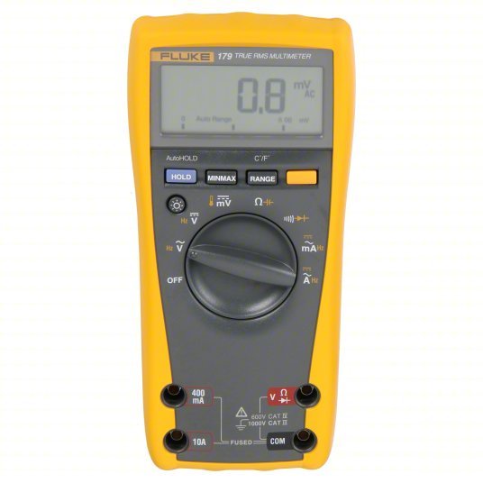 Fluke-179 Digital Multimeter CAT III 1000V/CAT IV 600V, TRMS, 1,000 V Max AC Volt Measurement, 6,000