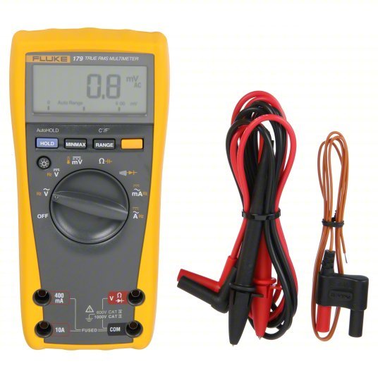 Fluke-179 Digital Multimeter CAT III 1000V/CAT IV 600V, TRMS, 1,000 V Max AC Volt Measurement, 6,000