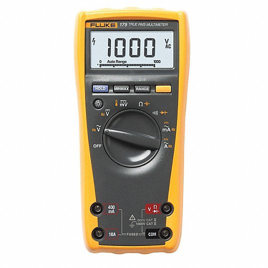 Fluke FLK-179/CWG Digital Multimeter, 1,000 Max. AC Volts, 1,000 Max. DC Volts, 10 Max. AC Amps, 10 Max. DC Amps