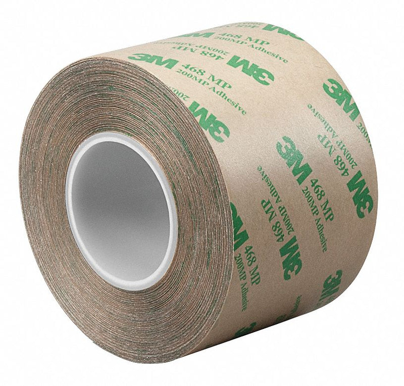 3M 468MP Transfer Tape, 12 in Wd, 5 yd Lg, 5.2 mil Thick, Polycoated Kraft Paper, Acrylic, Transparent