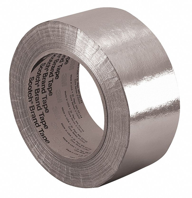 3M 363 Foil Tape, 3/4 in Wd, 36 yd Lg, 7.3 mil Thick, Silicone, Indoor/Outdoor, -65°F Min Temp, Silver