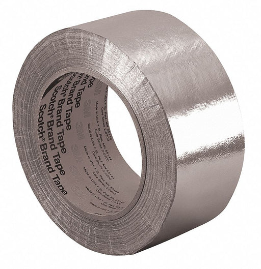 3M 363 Foil Tape, 3/4 in Wd, 36 yd Lg, 7.3 mil Thick, Silicone, Indoor/Outdoor, -65°F Min Temp, Silver