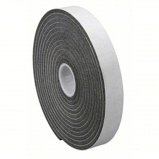 3M 1/5/04 Foam Tape Continuous Roll, Black, 1 in x 5 yd, 1/4 in Tape Thick, 1 Pk Qty, Vinyl Foam, Acrylic - Redwood.KV15C923