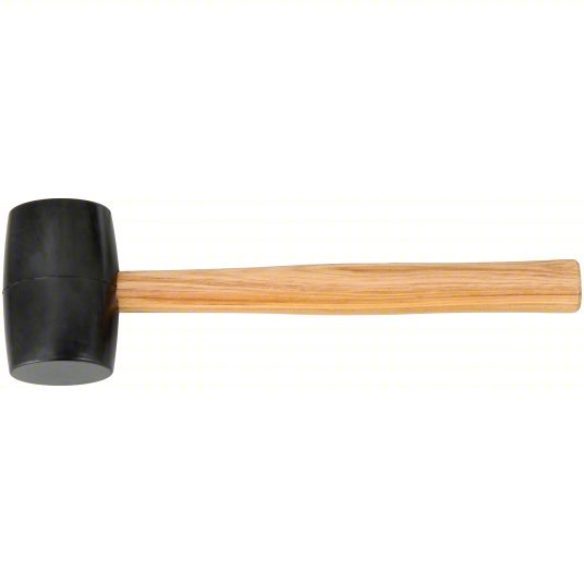 Stanley 57-522 Rubber Mallet Wood Handle, 18 oz Head Wt, 2 3/8 in Dia, 4 in Head Lg, 14 in Overall Lg, Black