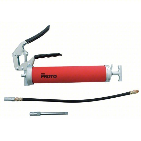 Proto JFC33HD Manual Grease Gun Pistol-Grip Handle, Cartridge/Filler Pump Load, Flex Nozzle, 30 Strokes per Oz