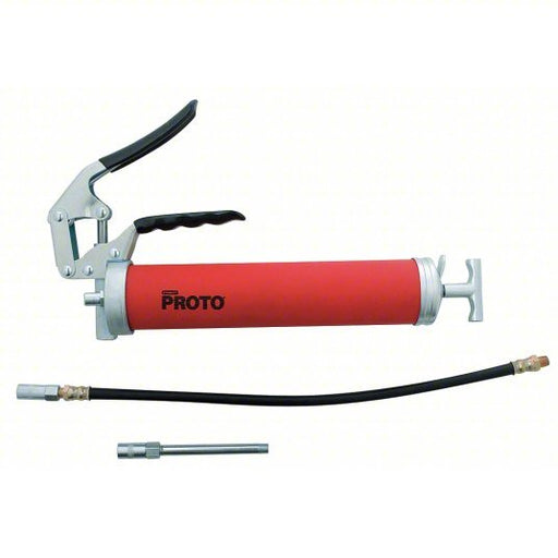 Proto JFC33HD Manual Grease Gun Pistol-Grip Handle, Cartridge/Filler Pump Load, Flex Nozzle, 30 Strokes per Oz