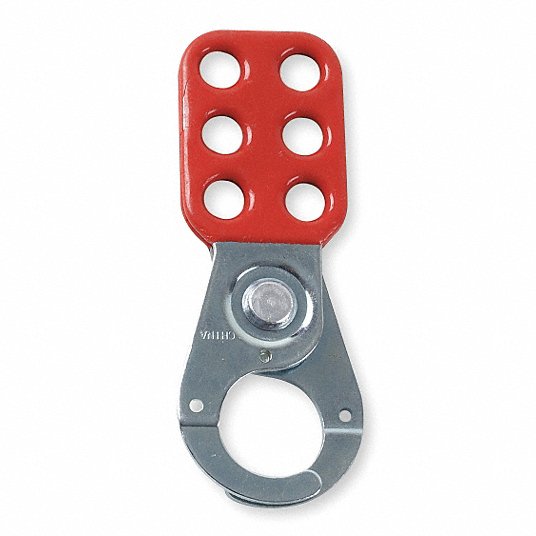 Brady 65375 Lockout Hasp Std Hasp, 1 in Opening Size, Red, 6 Padlocks, Std,=