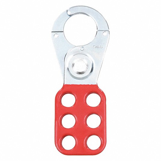 Brady 65375 Lockout Hasp Std Hasp, 1 in Opening Size, Red, 6 Padlocks, Std,=