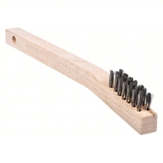 DeWalt DW49706 Scratch Brush Curved Handle, Stainless Steel, Wood, 1 1/8 in Brush Lg, 7 in Handle Lg