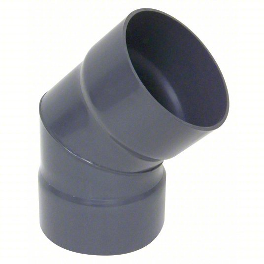 Plastic Supply PVCED12 45 Degree Elbow PVC, For 12 in Duct Dia, 19 1/4 in Overall Lg, 2 Pieces