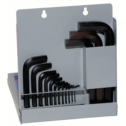 Eklind 10118 Hex Key Set SAE, Short, 18 Pieces, Metal Box, Black Oxide, 2 Tips, 1 7/32 in to 6 1/4 in