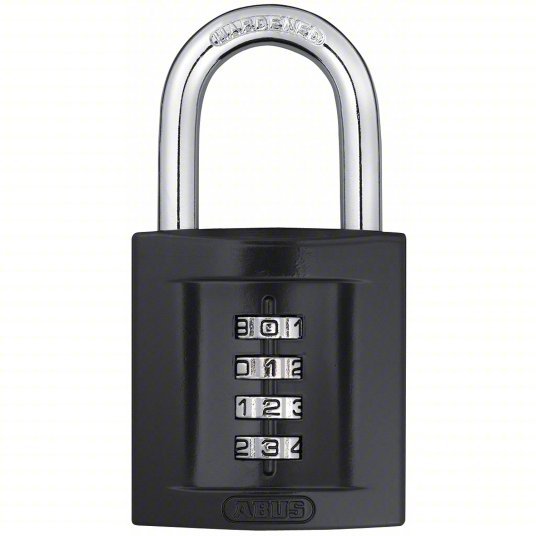 Abus 158/50 Combination Padlock Gen Security, Steel, Zinc Die-Cast, Black, Silver, Front