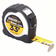 Johnson 1819-0033 Tape Measure Inch, Nonmagnetic Single Hook Tip, Plastic with Rubberized Grip, 33 ft