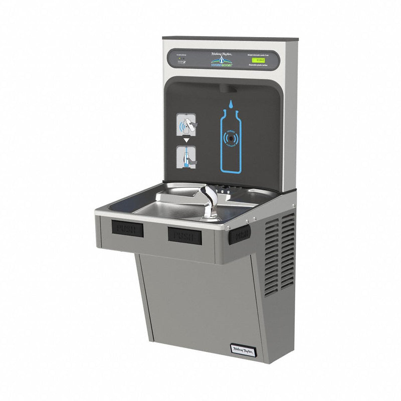 Halsey Taylor HTHB-HAC8PV-WF Drinking Fountain with Bottle Filler, Wall Mount, 8 gph @ 50°F, Steel, Silver, ADA, Filtered