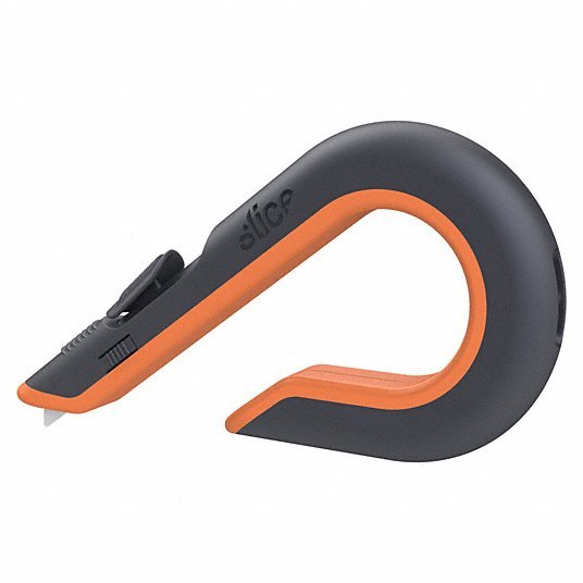 Slice 10400 Box Cutter 7 in Overall Lg, Ceramic Rounded Tip, Textured, Plastic, Black/Orange