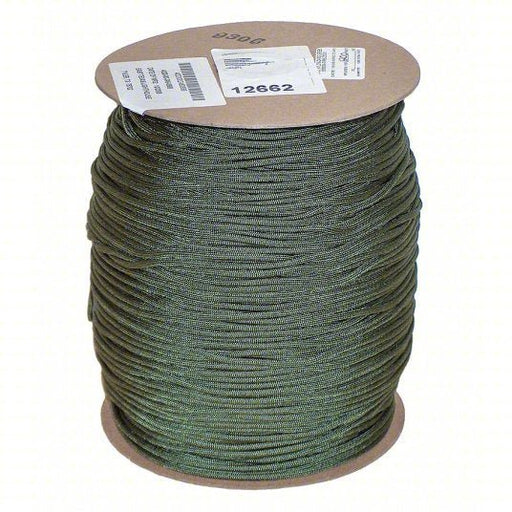 Ability One 4020-00-246-0688 Utility Cord 3/16 in Rope Dia, Camo Green, 1,200 ft Rope Lg, 550 lb Working Load Limit, Braid