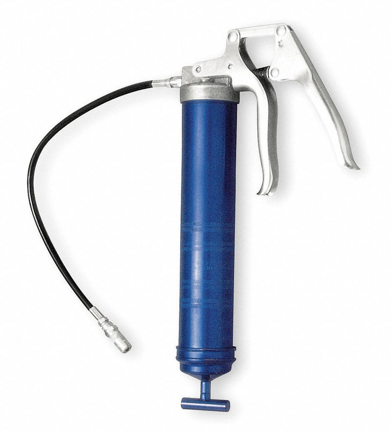 Lincoln 1133 Manual Grease Gun, Pistol-Grip Handle, Cartridge Load, Flex Nozzle, Variable Stroke, Blue, 14 oz