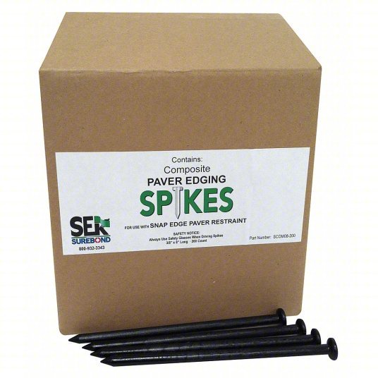 Barrier SCOMO8-200-024 Composite Landscape Spike 8 in L x 3/8 in dia, Polypropylene, Black, 200 PK