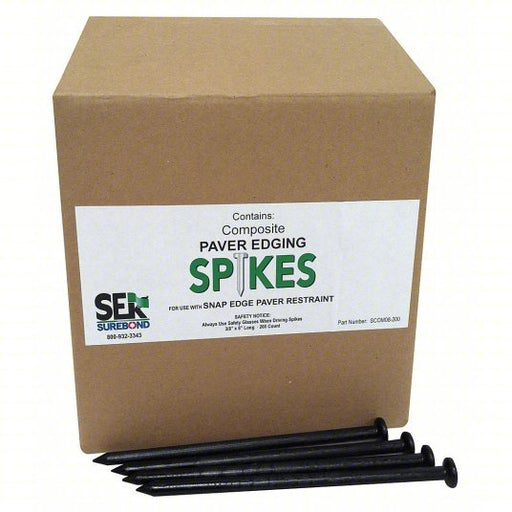 Barrier SCOMO8-200-024 Composite Landscape Spike 8 in L x 3/8 in dia, Polypropylene, Black, 200 PK