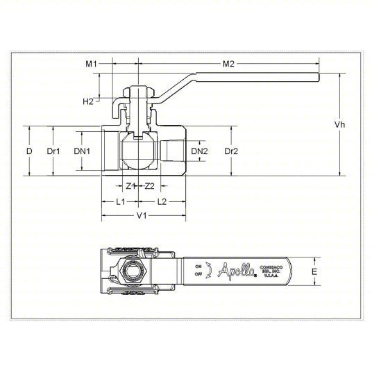 Apollo 7010201 Manual Two-Way Ball Valve 3/8 in, Bronze, Straight, FNPT x FNPT, 600 psi Max. Pressure (CWP)