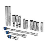 Quinn 70168 3/8 in. Drive SAE and Metric Spark Plug Socket Set, 14-Piece