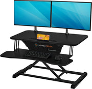 Versadesk VDPR PowerRiser 32" x 24" Electric Standing Desk Converter for Dual Monitor, Black