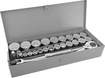 McMaster 7219A28 12-Point Socket Set with Drive Tools 3/4" Square Drive, 29 Pieces