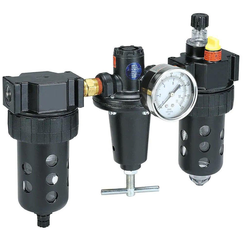 Parker C628-12FRLWJCWR FRL Combination Unit 1-1/2 NPT, Heavy-Duty, 3 Pc Filter-Regulator-Lubricator with Pressure Gauge