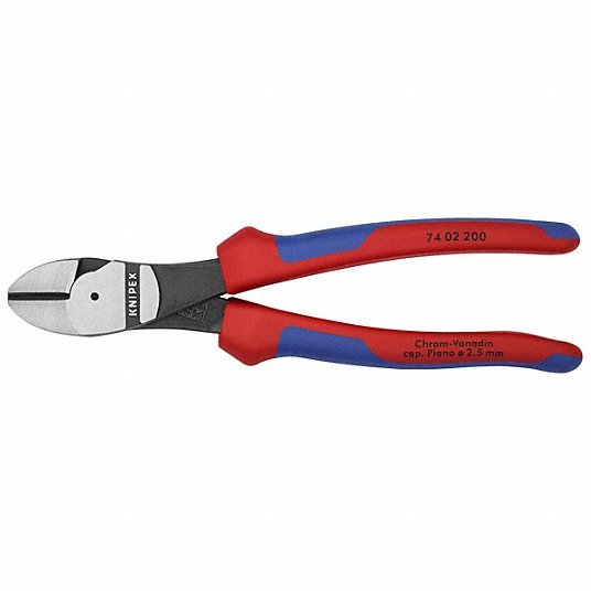 Knipex 74 02 200 SBA High Leverage Diagonal Cutting Plier Std, Straight, Oval, 7/8 in Jaw Lg, 1 in Jaw Wd, 6 - 8 in