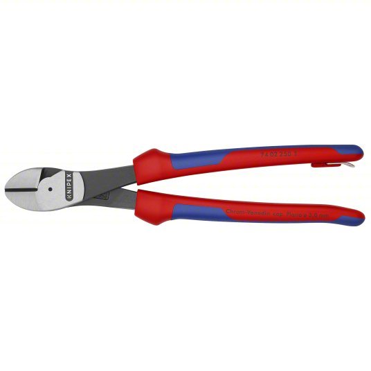 Knipex 74 02 250 T BKA High Leverage Diagonal Cutting Plier Std, Straight, Oval, 2 in Jaw Lg, 1 1/4 in Jaw Wd, 9 - 11 in