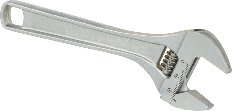 McMaster 7430A32 Chrome-Plated Steel Adjustable Wrench, Plain Grip, 6" Overall Length, 15/16" Maximum Jaw Capacity