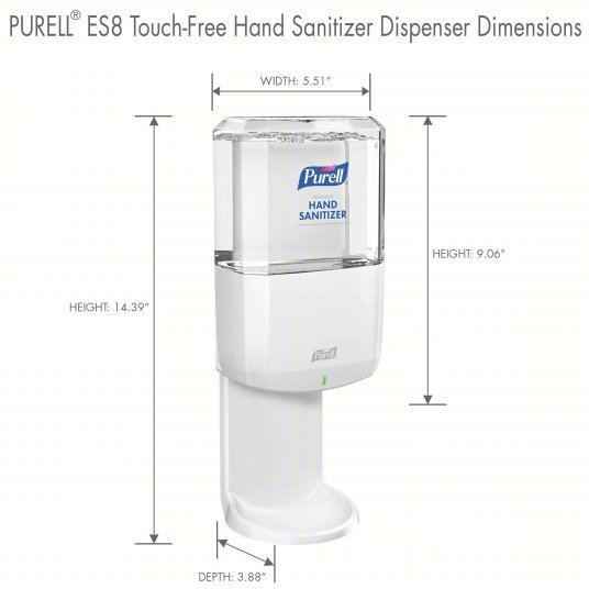 Purell 7720-01 Hand Sanitizer Dispenser Auto, ES8 Series, White, Glossy, 1,200 mL Refill Size