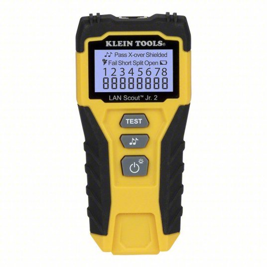 Klein VDV526-200 Cable Tester, LAN Scout Jr. 2, Backlit LCD, Multiple Tone Generator, Use With Dark Cable Systems