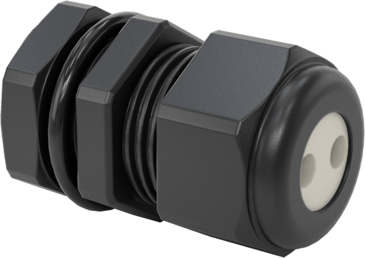 McMaster 7807K33 Multi-Cord Grip, Wet-Location, Black Nylon, for Two 0.16"-0.2" OD Cords