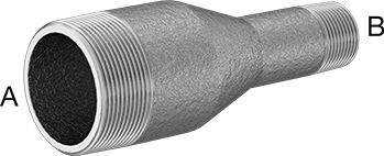 McMaster 7818K227 Thick-Wall Pipe Nipple Reducer Galvanized Steel, Threaded on Both Ends, 2 x 1 NPT