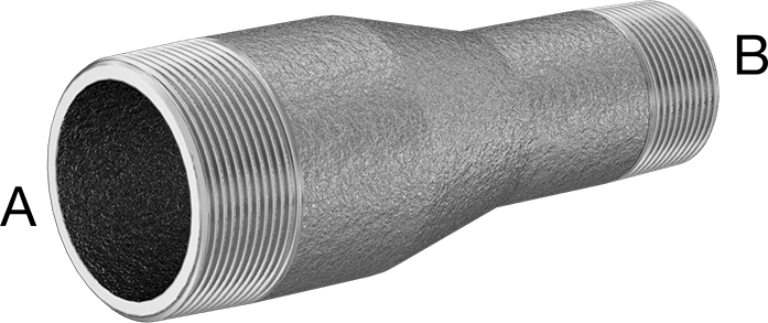 McMaster 7818K228 Thick-Wall Pipe Nipple Reducer Galvanized Steel, Threaded on Both Ends, 2 x 1-1/4 NPT