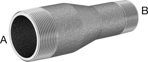 McMaster 7818K228 Thick-Wall Pipe Nipple Reducer Galvanized Steel, Threaded on Both Ends, 2 x 1-1/4 NPT
