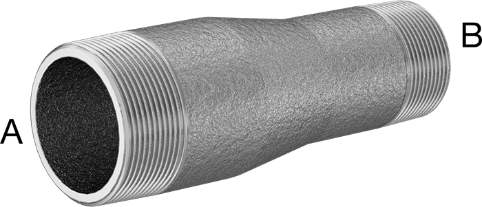 McMaster 7818K229 Thick-Wall Pipe Nipple Reducer Galvanized Steel, Threaded on Both Ends, 2 x 1-1/2 NPT