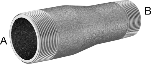 McMaster 7818K229 Thick-Wall Pipe Nipple Reducer Galvanized Steel, Threaded on Both Ends, 2 x 1-1/2 NPT